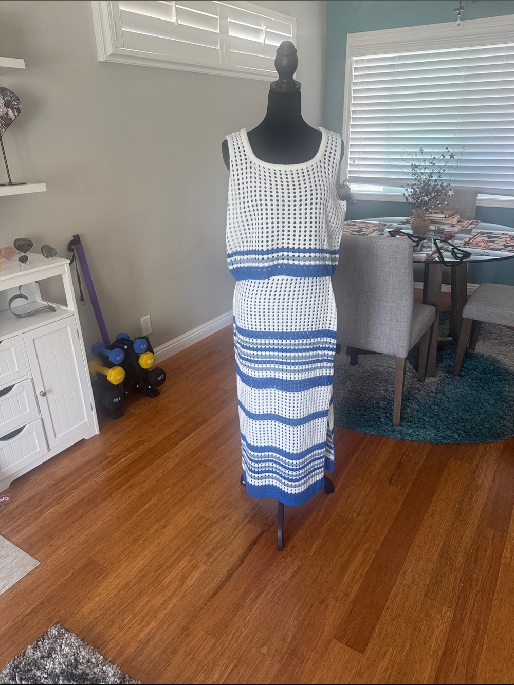 Blakeley Blue & White Crochet Swim Cover Up